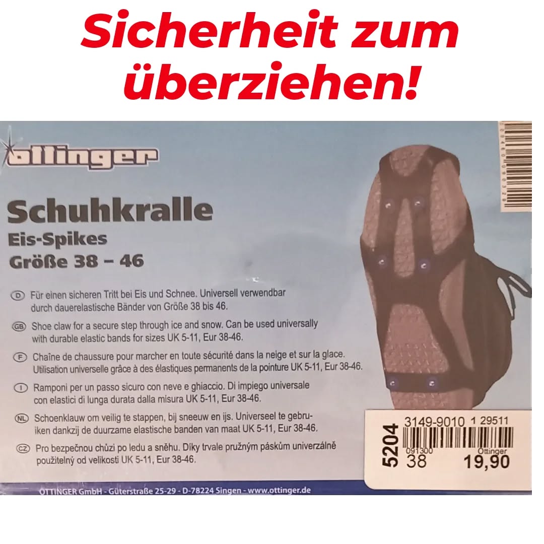 Schuhspikes für Ihre Sicherheit, einfach überziehen und kein Eis hält Sie von Ihrem Winerspaziergang ab 👍
#ruppanerschuheundmode #schuhspikes #sicherheit #oberallgäu