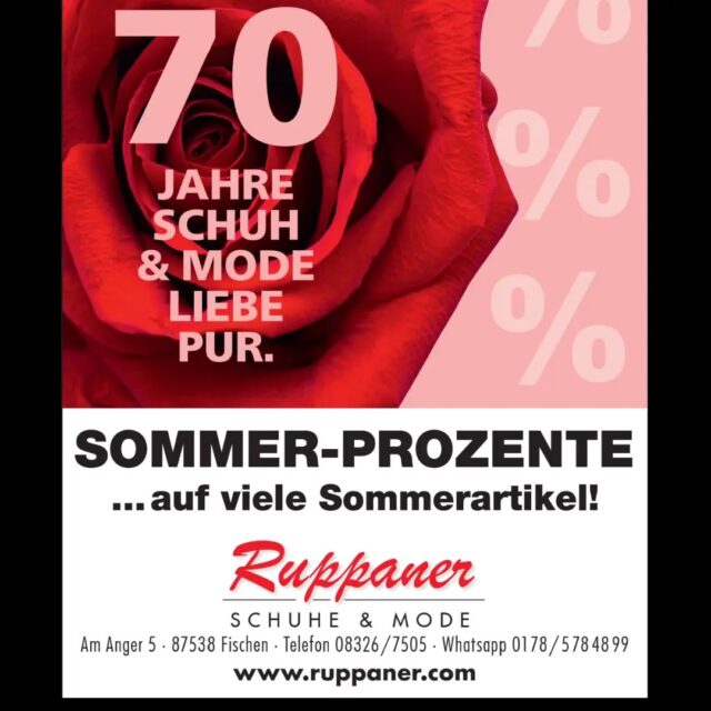 Einzelteile bis zu 70% reduziert!
#ruppanerschuheundmode #oberallgäu #sommer #reduziert #Schnäppchen