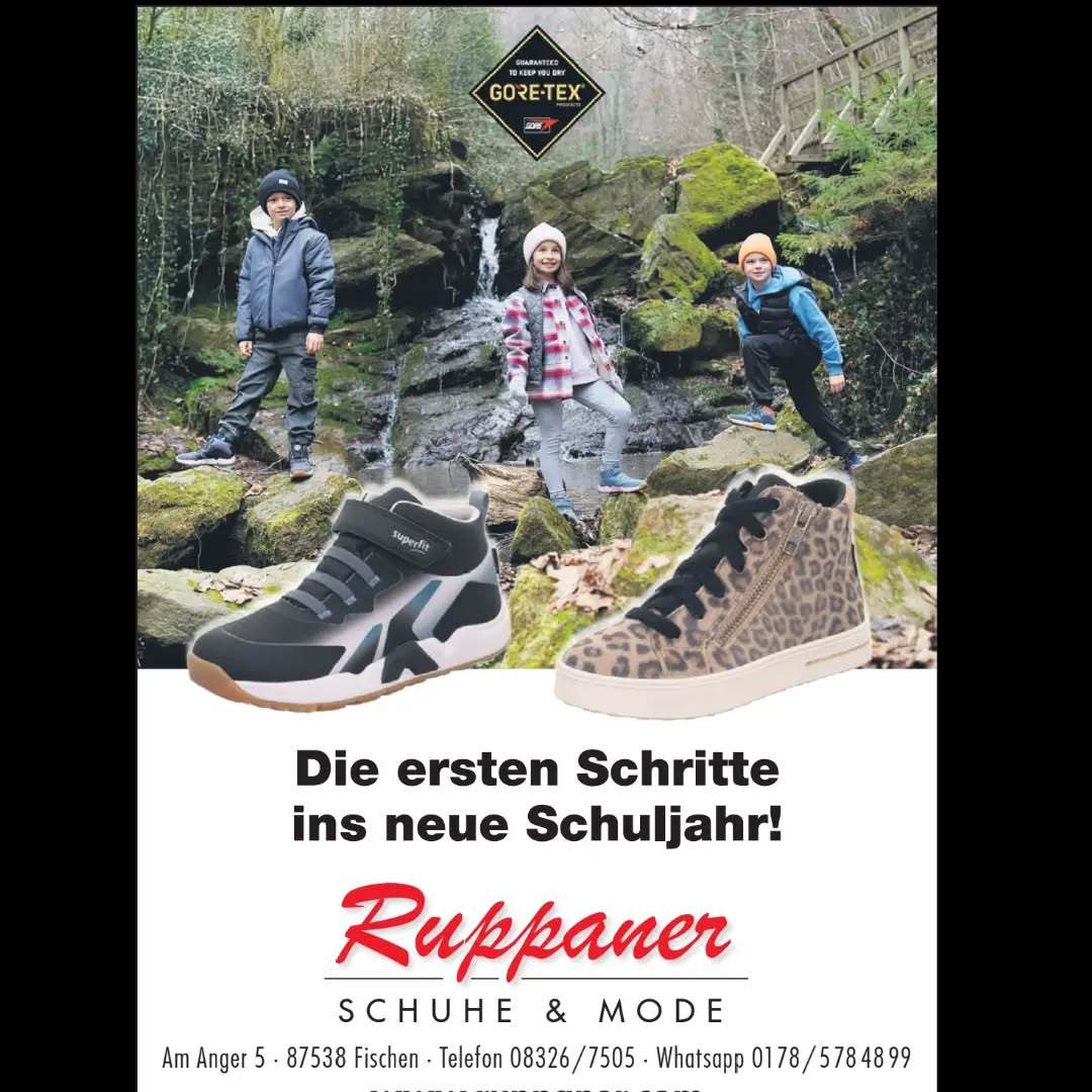 Nicht vergessen: In 3 Wochen ist wieder Schulstart. Mit coolen, wasserdichten Booties von Superfit ab 95 €
#ruppanerschuheundmode #hörnerdörfer #oberallgäu #goretex #Superfit